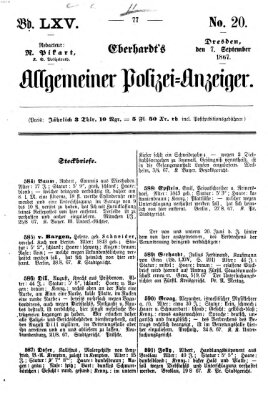 Eberhardt's allgemeiner Polizei-Anzeiger (Allgemeiner Polizei-Anzeiger) Samstag 7. September 1867