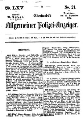 Eberhardt's allgemeiner Polizei-Anzeiger (Allgemeiner Polizei-Anzeiger) Mittwoch 11. September 1867