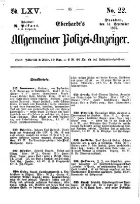 Eberhardt's allgemeiner Polizei-Anzeiger (Allgemeiner Polizei-Anzeiger) Samstag 14. September 1867