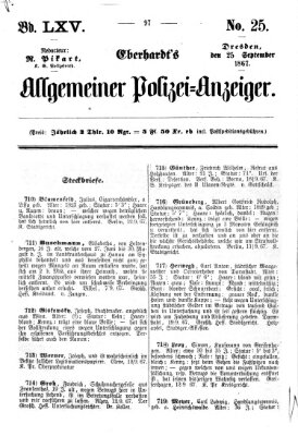 Eberhardt's allgemeiner Polizei-Anzeiger (Allgemeiner Polizei-Anzeiger) Mittwoch 25. September 1867