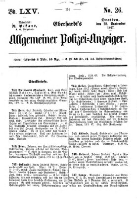 Eberhardt's allgemeiner Polizei-Anzeiger (Allgemeiner Polizei-Anzeiger) Samstag 28. September 1867