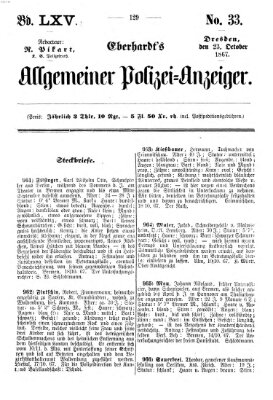 Eberhardt's allgemeiner Polizei-Anzeiger (Allgemeiner Polizei-Anzeiger) Mittwoch 23. Oktober 1867