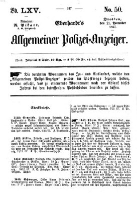 Eberhardt's allgemeiner Polizei-Anzeiger (Allgemeiner Polizei-Anzeiger) Samstag 21. Dezember 1867