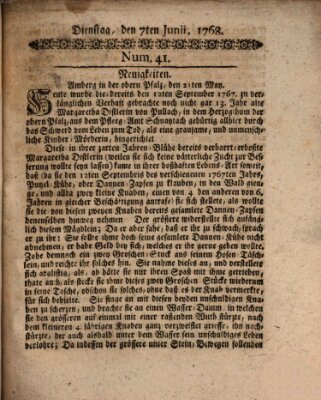 Hochfürstlich-Bambergische wochentliche Frag- und Anzeigenachrichten Dienstag 7. Juni 1768