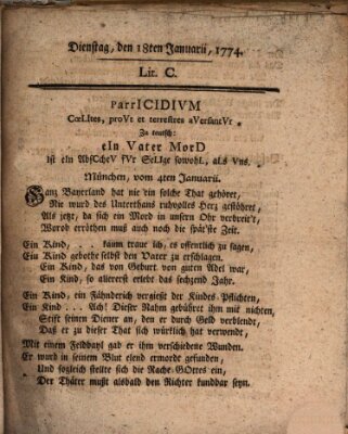 Hochfürstlich-Bambergische wochentliche Frag- und Anzeigenachrichten Dienstag 18. Januar 1774