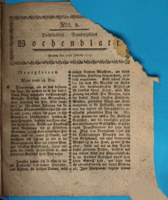 Hochfürstlich-Bambergische wochentliche Frag- und Anzeigenachrichten Freitag 10. Januar 1783