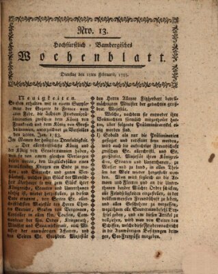 Hochfürstlich-Bambergische wochentliche Frag- und Anzeigenachrichten Dienstag 18. Februar 1783