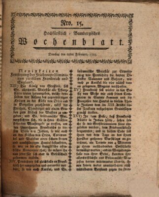 Hochfürstlich-Bambergische wochentliche Frag- und Anzeigenachrichten Dienstag 25. Februar 1783