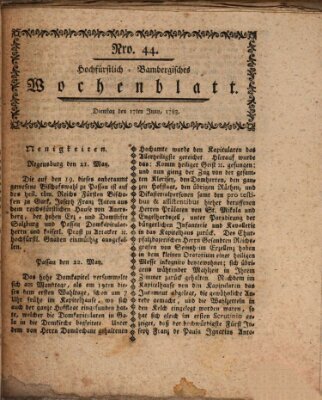 Hochfürstlich-Bambergische wochentliche Frag- und Anzeigenachrichten Dienstag 17. Juni 1783