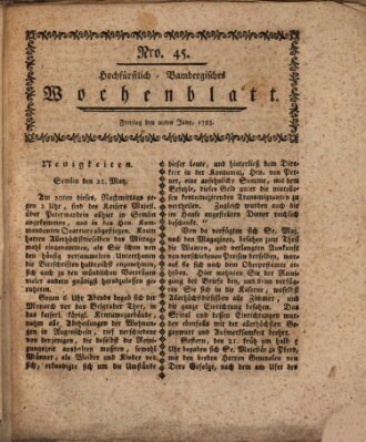 Hochfürstlich-Bambergische wochentliche Frag- und Anzeigenachrichten Freitag 20. Juni 1783