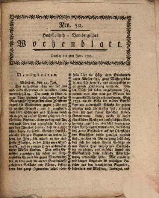 Hochfürstlich-Bambergische wochentliche Frag- und Anzeigenachrichten Dienstag 8. Juli 1783