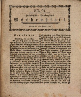 Hochfürstlich-Bambergische wochentliche Frag- und Anzeigenachrichten Freitag 22. August 1783