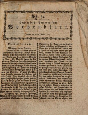 Hochfürstlich-Bambergische wochentliche Frag- und Anzeigenachrichten Dienstag 28. Oktober 1783