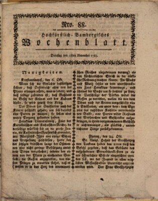 Hochfürstlich-Bambergische wochentliche Frag- und Anzeigenachrichten Dienstag 18. November 1783