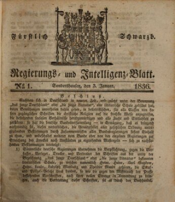 Fürstlich Schwarzburgisches Regierungs- und Intelligenz-Blatt Sonntag 3. Januar 1836