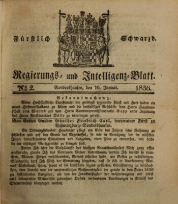 Fürstlich Schwarzburgisches Regierungs- und Intelligenz-Blatt Sonntag 10. Januar 1836