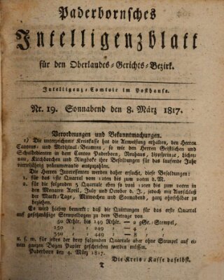 Paderbornsches Intelligenzblatt Samstag 8. März 1817