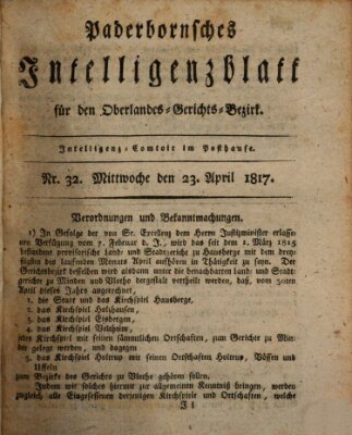 Paderbornsches Intelligenzblatt Mittwoch 23. April 1817