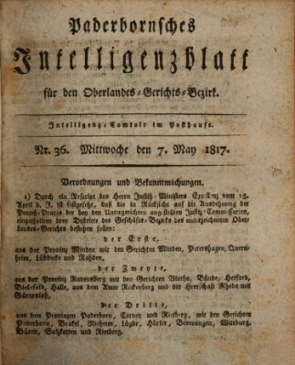 Paderbornsches Intelligenzblatt Mittwoch 7. Mai 1817