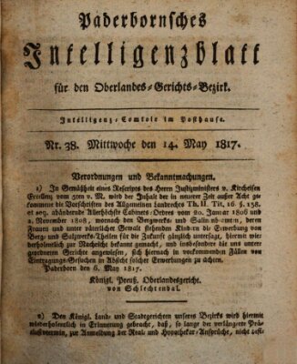 Paderbornsches Intelligenzblatt Mittwoch 14. Mai 1817