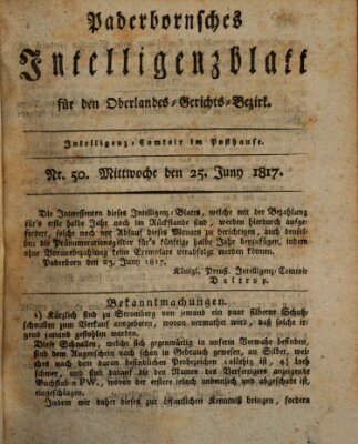 Paderbornsches Intelligenzblatt Mittwoch 25. Juni 1817