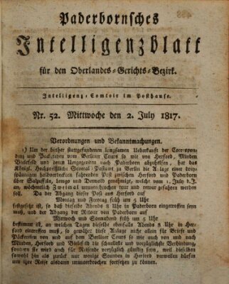 Paderbornsches Intelligenzblatt Mittwoch 2. Juli 1817