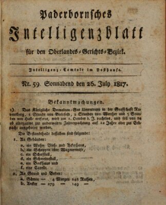 Paderbornsches Intelligenzblatt Samstag 26. Juli 1817