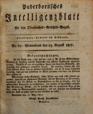 Paderbornsches Intelligenzblatt Samstag 23. August 1817