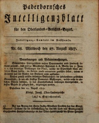 Paderbornsches Intelligenzblatt Mittwoch 27. August 1817