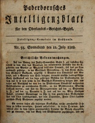 Paderbornsches Intelligenzblatt Samstag 11. Juli 1818