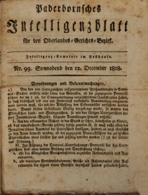 Paderbornsches Intelligenzblatt Samstag 12. Dezember 1818