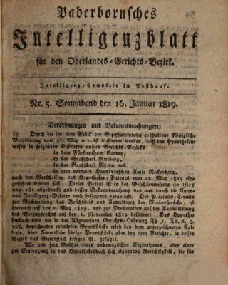 Paderbornsches Intelligenzblatt Samstag 16. Januar 1819