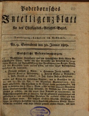 Paderbornsches Intelligenzblatt Samstag 30. Januar 1819