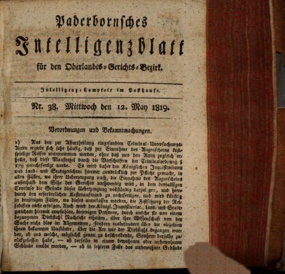 Paderbornsches Intelligenzblatt Mittwoch 12. Mai 1819