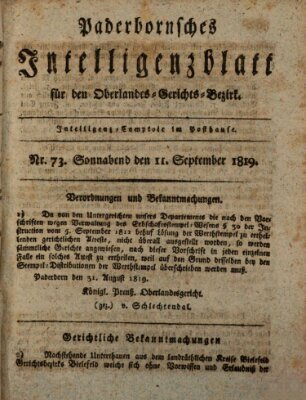 Paderbornsches Intelligenzblatt Samstag 11. September 1819