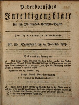 Paderbornsches Intelligenzblatt Samstag 6. November 1819