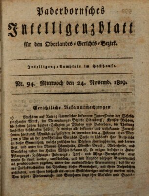 Paderbornsches Intelligenzblatt Mittwoch 24. November 1819