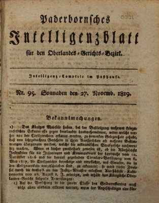 Paderbornsches Intelligenzblatt Samstag 27. November 1819