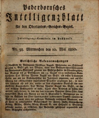 Paderbornsches Intelligenzblatt Mittwoch 10. Mai 1820