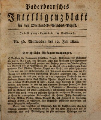 Paderbornsches Intelligenzblatt Mittwoch 12. Juli 1820