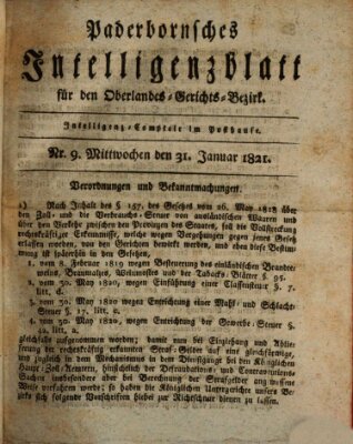 Paderbornsches Intelligenzblatt Mittwoch 31. Januar 1821