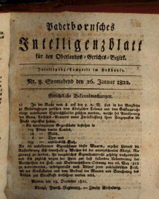 Paderbornsches Intelligenzblatt Samstag 26. Januar 1822