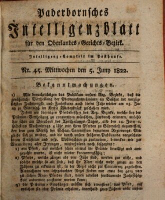 Paderbornsches Intelligenzblatt Mittwoch 5. Juni 1822