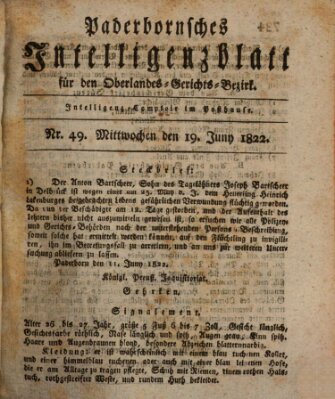 Paderbornsches Intelligenzblatt Mittwoch 19. Juni 1822