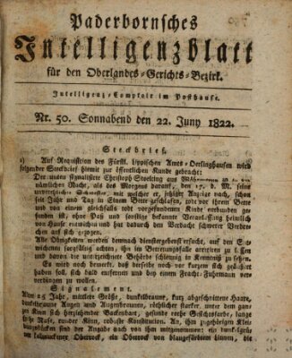 Paderbornsches Intelligenzblatt Samstag 22. Juni 1822