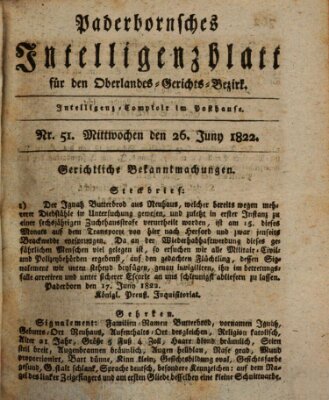 Paderbornsches Intelligenzblatt Mittwoch 26. Juni 1822