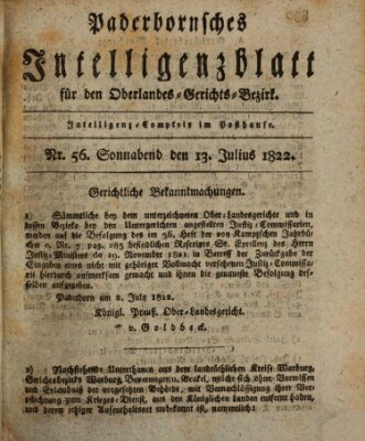 Paderbornsches Intelligenzblatt Samstag 13. Juli 1822