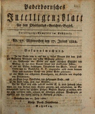Paderbornsches Intelligenzblatt Mittwoch 17. Juli 1822