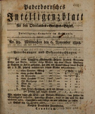 Paderbornsches Intelligenzblatt Mittwoch 6. November 1822