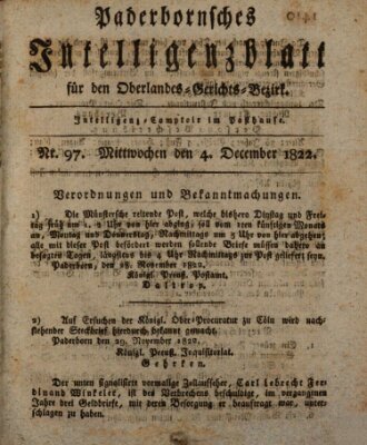 Paderbornsches Intelligenzblatt Mittwoch 4. Dezember 1822